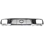 Grille for Toyota Tacoma 1995-1997, Chrome Shell with Painted Black Insert, 4WD (Four-Wheel Drive) Replacement