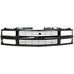 Grille for 1994-2000 Chevy C/K Series, 1994-1999 Suburban, Painted Black Shell and Cross Bar Insert with Dual Beam Headlight, Replacement