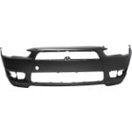 Front Bumper Cover for Mitsubishi Lancer 2008-2015, Primed (Ready to Paint), with Air Dam Holes, Standard Type, Excluding Evolution Models, Replacement