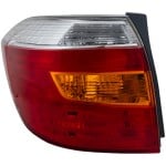 Tail Light for Toyota Highlander 2008-2010, Left (Driver) Side, Lens and Housing, Amber/Clear/Red Lens, Fits Base/Limited/SE Models, Built in Japan, Replacement