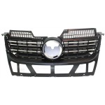 Radiator Grille Insert for Volkswagen Jetta 2005-2010, Matte Black Shell and Insert, Plastic, Excluding GLI Model, Without Wolfsburg Package Replacement