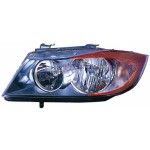 Left (Driver) Headlight Assembly for 2006 - 2008 BMW 330i, E90 Body Code Sedan, Front Headlight Housing / Lens / Cover, Halogen, Composite,  63116942725 Replacement