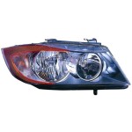 Right (Passenger) Headlight Assembly for 2006 - 2008 BMW 330i E90 Body Code Sedan, Front Headlight Assembly Replacement Housing/Lens/Cover, Halogen, Composite,  63116942726, Replacement