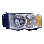 Left (Driver) Headlight Assembly for 2004 - 2005 Dodge Ram 2500, Front Headlight Housing / Lens / Cover including Park/Signal/Marker Lights, Composite,  55077121AG, Replacement