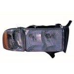 Right (Passenger) Headlight Assembly for 1999 - 2002 Dodge Ram 2500, Front Replacement Housing/Lens/Cover, includes Park/Signal/Marker Lights, early design, Composite,  55077024AG, Replacement