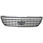 Grille for Ford Explorer 2002-2005, Gray Shell and Insert with Chrome Molding, Excluding Postal Model, Replacement