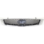 Chrome Shell and Painted Black Insert Grille for 2005-2007 Ford Focus without Appearance Package, Replacement