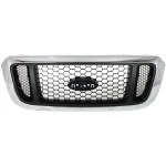 Honeycomb Insert Grille for 2004-2005 Ford Ranger, Chrome Shell with Painted Argent Insert, Replacement