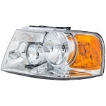 Headlight Assembly for Ford Expedition 2003-2006, Left (Driver), Halogen, with Chrome Interior, Replacement
