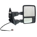 Power Towing Mirror Right (Passenger) for Ford F-Series Super Duty 2011-2012, Manual Folding, Heated, Textured, with Running Light, Signal Light, and Temp Sensor, Replacement