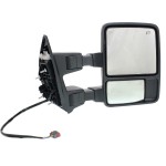 Power Towing Mirror Right (Passenger) for Ford F-Series Super Duty 2011-2012, Manual Folding, Heated, Textured, with Running Light, Signal Light, and Temp Sensor, Replacement