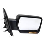 Power Heated Right (Passenger) Side Mirror for Ford F-150 (2011-2014), Manual Folding, Textured, with Signal Light, without Blind Spot Feature, w/Memory, Puddle Light, Non-Towing, Replacement