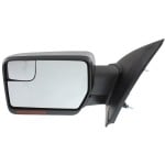 Mirror for Ford F-150 2011-2014, Left (Driver), Non-Towing, Power Adjusting, Power Folding, Heated, Chrome, w/ Blind Spot Glass, Memory Function, Puddle and Signal Light, Replacement