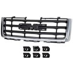 Chrome Shell/Painted Black Grille Insert for GMC Sierra 1500 (2007-2013), New Body Style, Excludes Denali, Replacement