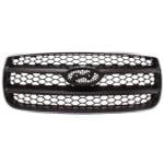 Grille for Hyundai Santa Fe (2007-2009) - Chrome Shell with Painted Silver-Black Insert, Excluding Limited Model, Replacement