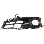 Front Fog Light Molding for BMW 3-Series 2016-2019, Left (Driver), Textured Black, Plastic, without Chrome Bezel, Sport Line without M Sport Package, Sedan/Wagon, Replacement Models: 320i, 320i xDrive, 328d, 328d xDrive, 330i.
