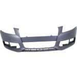 Front Bumper Cover for Audi A4 2009-2012, Primed (Ready to Paint), Without S-Line Package, with Headlight Washer Holes, Suitable for Sedan/Wagon, Replacement