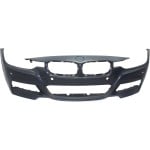 Front Bumper Cover for 2013-2019 BMW 3-Series, Primed (Ready to Paint), with M Sport Line, without Headlight Washer Holes or Intelligent Park Assist System, with Park Distance Control Sensor Holes and Camera, compatible with 2013-2018 Sedan/Wagon Models, Replacement