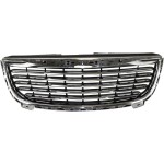 Grille for Chrysler Town and Country 2011-2016, Plastic Material with Chrome Shell and Textured Black Insert, Replacement