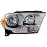 Headlight Assembly for Dodge Durango 2011-2013, Right (Passenger), Halogen Light, Chrome Interior, Replacement
