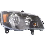 Headlight Assembly for Dodge Grand Caravan (2011-2020) and Chrysler Town and Country (2014-2016), Right (Passenger) Side, Halogen, Black Interior, Replacement (CAPA Certified)