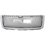 Grille for GMC Sierra 1500 Denali model, 2007-2013, with Chrome Shell/Painted Black Insert, New Body Style, Replacement