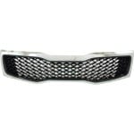 Grille for OPTIMA 2011-2013, Black Shell and Insert with Chrome Molding, Excludes Hybrid Model, Built in Korea, Replacement