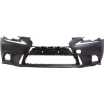 Front Bumper Cover for Lexus IS200T/IS250/IS300/IS350 (2014-2016), Primed (Ready to Paint), F Sport Package, Without Headlight Washer Holes, Excludes C Model, Replacement