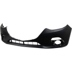 Front Bumper Cover for Mazda 3 Hatchback/Sedan (2014-2016), Primed (Ready to Paint), with Tow Hook Hole, Replacement