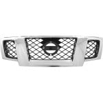 Chrome Shell Grille with Painted Black Insert for Nissan Frontier 2009-2020, 4.0L Engine, Replacement