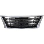 Grille for Nissan Sentra 2013-2015, Chrome Shell with Dark Gray Insert, Sport Type, Compatible with SR Models, Replacement