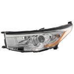 Headlight Assembly for Toyota Highlander 2014-2016, Left (Driver) Side, Halogen Light, Without Smoked Chrome Accent, Replacement