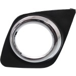 Front Fog Light Molding for Toyota RAV4 2009-2012, Left (Driver), Black with Chrome Trim, Base/Sport Models, Replacement