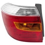 Tail Light for Toyota Highlander 2008-2010, Left (Driver), Lens and Housing, Amber/Clear/Red Lens, Sport Model, Japan Built Vehicle, Replacement