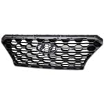 Grille for Hyundai SANTA FE 2019-2020, Painted Black Shell with Textured Dark Gray Insert, including Front View Camera, Replacement