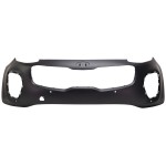 Front Bumper Cover for Kia Sportage 2017-2019, Upper, Primed (Ready to Paint), with Parking Aid Sensor Holes, All-Wheel Drive, Replacement