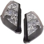 Headlight for Nissan 350Z 2003-2005, Right (Passenger) and Left (Driver) Lens and Housing, Halogen, Black Bezel, 2-Piece, Replacement