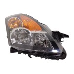 Headlight Assembly for Nissan Altima Sedan/Hybrid 2007, Right (Passenger), Halogen Light, Black Bezel, Replacement