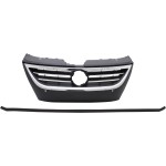 Grille for Volkswagen CC 2009-2012, Passat CC 2009-2010, Primed (Ready to Paint) Black Shell and Insert, with Chrome Molding, with Distance Sensor Hole, Replacement