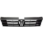 Painted Black Standard Style Grille for Volkswagen Tiguan 2018-2021 with Chrome Frame, Collision Warning, Replacement