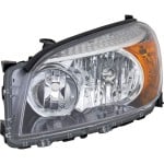 Headlight for Toyota RAV4 2006-2008, Left (Driver), Lens and Housing, Clear Lens, Black Interior, Sport Model, Replacement