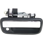 Front Exterior Door Handle for Toyota Tacoma 1995-2004, Right (Passenger), Textured Black+Chrome Lever, with Keyhole, Replacement