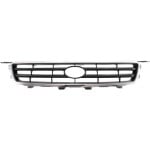 Grille for Toyota Camry 2000 - 2001, Chrome Shell with Painted Silver-Black Insert, Replacement