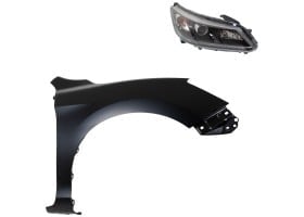 Headlight Assembly Kit for Honda Accord 2013-2015, Right (Passenger) Side, Halogen, 2-Piece with Fender, Replacement