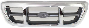 Chrome Shell/Gray Insert Grille for Ford Ranger XLT Model, 4WD (Four-Wheel Drive), 1998-2000, Replacement