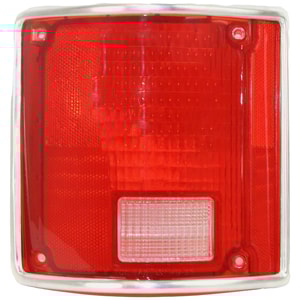 Tail Light Lens Left Driver with Chrome Trim for Chevrolet Suburban 1973-1991, Replacement