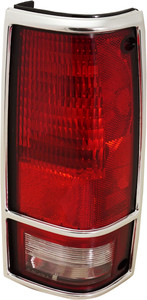 Tail Light for Chevrolet S10 Blazer 1983-1994, Right Passenger, Lens and Housing with Chrome Trim, Replacement