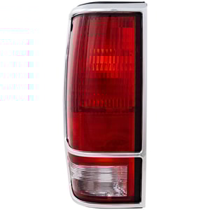 Tail Light for Chevrolet S10 Pickup 1982-1993, Left Driver Side, Lens and Housing with Chrome Trim, Replacement
