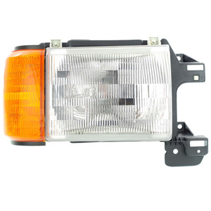 Headlight Assembly for Ford F-Series 1987-1991, Right Passenger Side, Halogen, with Side Marker Light, without Trim, Replacement Ford Models: F-150, F-250, F-350.