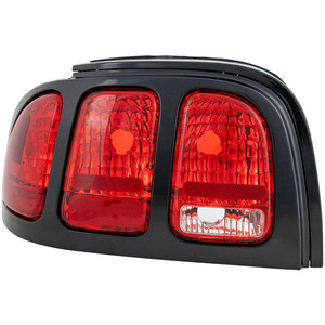 Tail Light Lens and Housing Rim without Paint for 1996-1998 Ford Mustang, Left Driver, Replacement